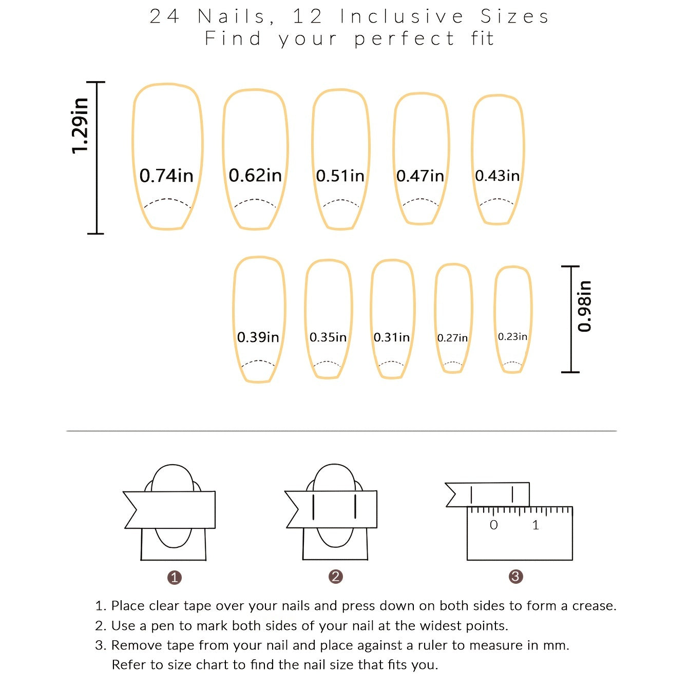 inclusive nails sizes