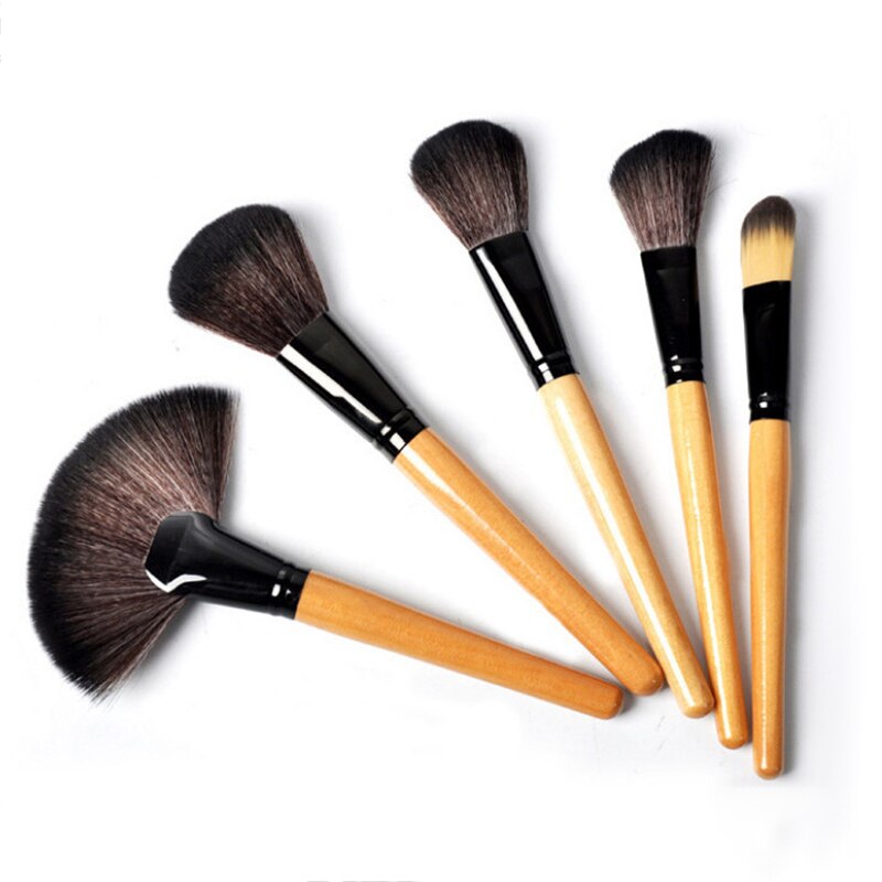 24Pcs Professional Makeup Brush Leather Bag Gift Cosmetic Eyeshadow - Shoptastic