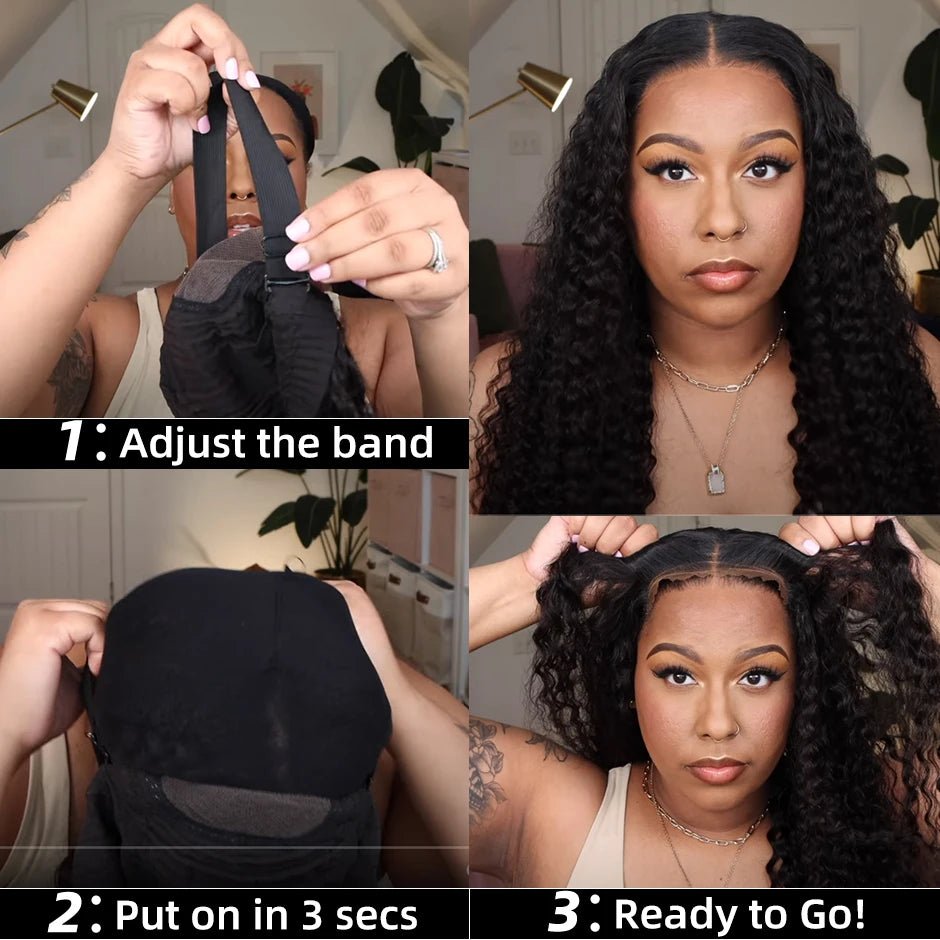 Glueless wig human hair ready to wear Kinky curly hd lace wig 6x4 lace - Shoptastic