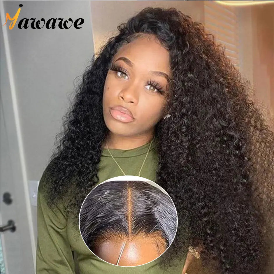 Glueless wig human hair ready to wear Kinky curly hd lace wig 6x4 lace - Shoptastic