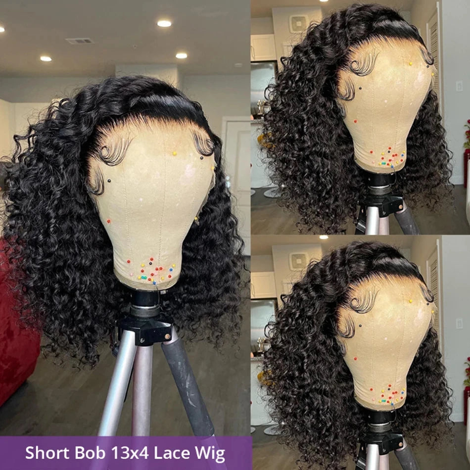 Deep Curly 13x4 Bob Wig Lace Front Human Hair Wig For Women Short Bob - Shoptastic