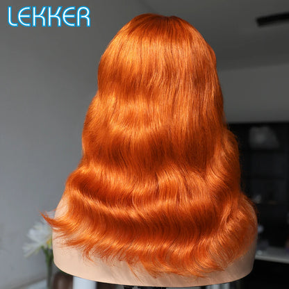 Lekker Colored Orange Ginger Body Wave 13x5 HD Lace Frontal Human Hair - Shoptastic