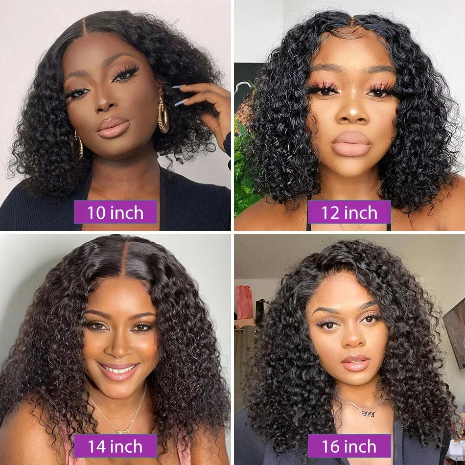 Deep Curly 13x4 Bob Wig Lace Front Human Hair Wig For Women Short Bob - Shoptastic