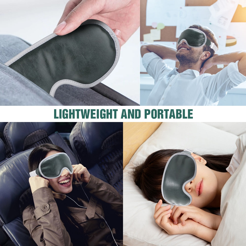 3D Heated Eye Mask Electric Portable Eye Massager Blindfold USB - Shoptastic