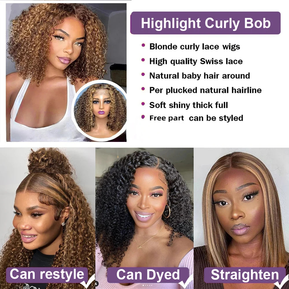 Ombre Highlight P4/27 Peruvian Remy Hair Short Bob Human Hair Wigs - Shoptastic