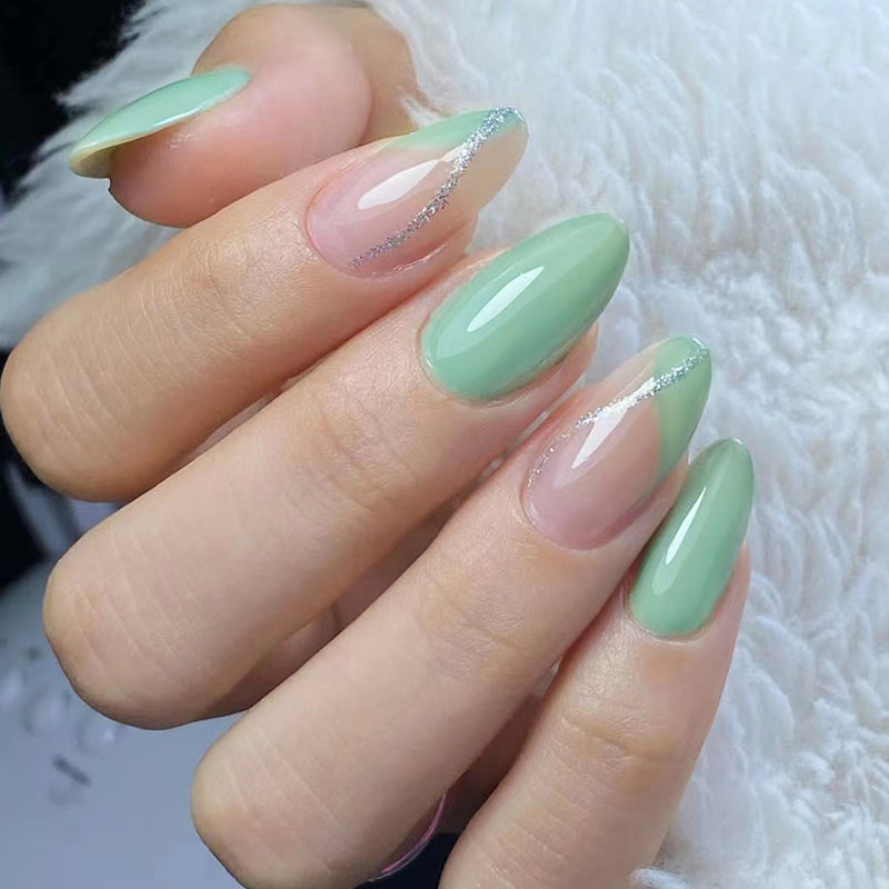 green salon style nails